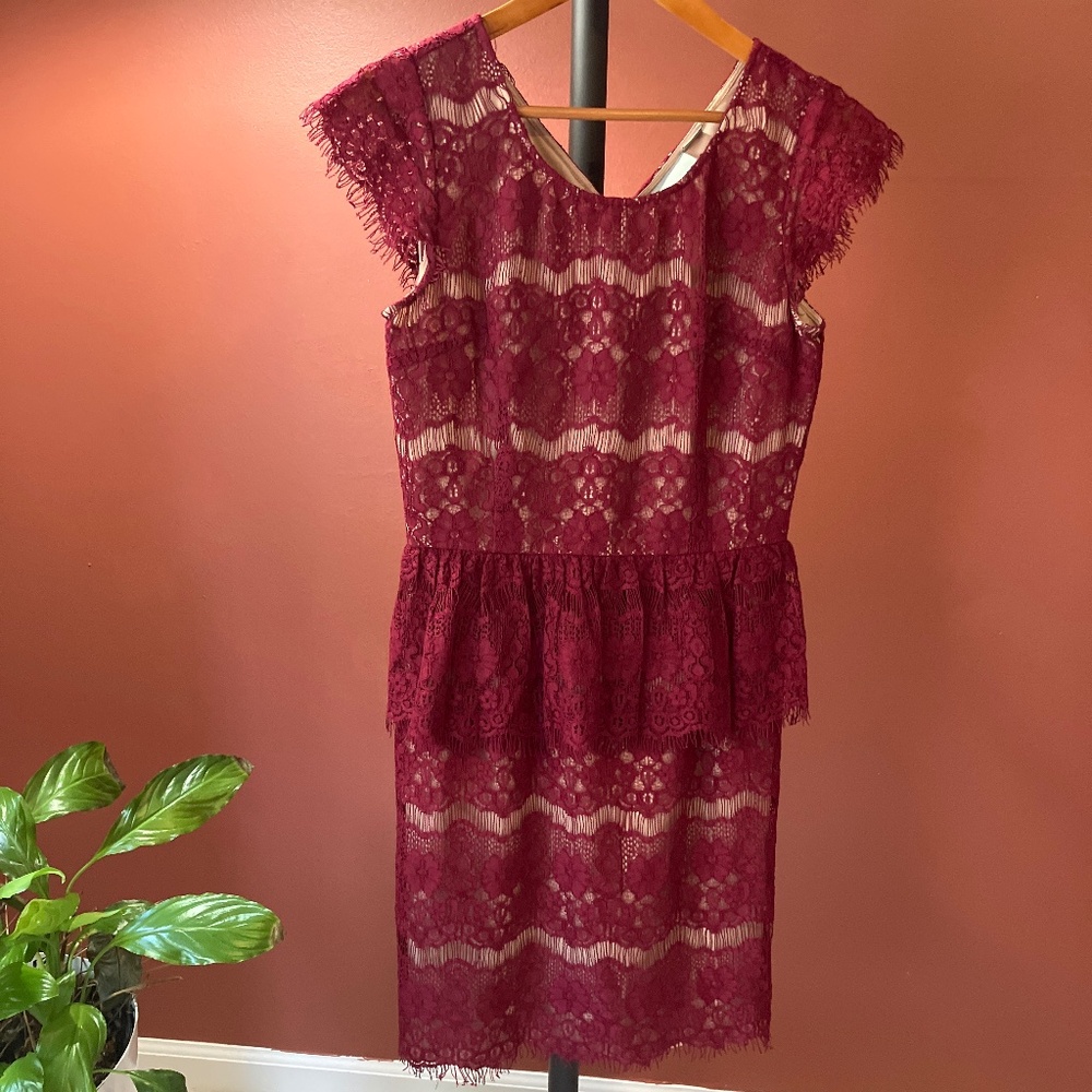 Maeve burgundy lace dress